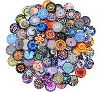 100 Pièces Cabochons en Verre Kaléidoscope, Couleurs Mélangées Multicolores Mosaïque Ronde Dôme Cabochons de Verre pour Bijoux et Décoration (25mm)