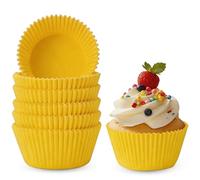 100 Pièces Caissettes Cupcake, 5 cm de Diamètre x 7 cm de Largeur x 3,2 cm de Hauteur - Grand Caissette Muffins Papier, Convient pour une Fête D'anniversaire, un Mariage, une Fête (Jaune)