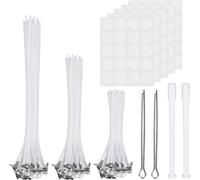 100 Pieces Candle Wicks & 100 Stickers For Candles,Candle Wicks Wicks For Making Natural Craft Candles (10/15/20 Cm).[W43]
