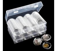 100 pièces Capsules de Monnaie Capsules pour Pièces de Monnaie Conteneur 27mm porte Pieces de Monnaie Collection Pochette pour Pieces de Monnaie pour Collecte et Stockage de Pièce de Monnaie