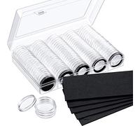 100 pièces Capsules de Monnaie Protéger Joint Cas de Pièce 4 tailles (17/20/25 / 27mm) Joints de mousse avec boîte de rangement ，pour Fournitures de Collection de Pièces.