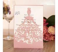 100 pièces Cartes d'invitation de conception de robe de princesse, Invitations de mariage élégantes, Convient pour la douche de mariée, l'anniversaire, la célébration du 15e anniversaire, le baptême, 