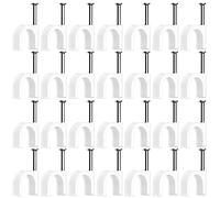 100 Pièces Cavalier Cable Electrique,Fixation Cable Electrique,Attache Fil Electrique,Attache Cable Mural,Clips de Cable,avec Clou en Acier,pour Fixation de Câble,Blanc (4mm)