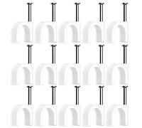 100 Pièces Cavalier Cable Electrique,Fixation Cable Electrique,Attache Fil Electrique,Attache Cable Mural,Clips de Cable,avec Clou en Acier,pour Fixation de Câble,Blanc (6mm)