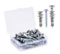 100 Pièces Chevilles Placo Set - 50 Chevilles Placo Autoforeuses + 50 Vis, Kit Chevilles Métal Acier Zingué pour Plaques de Plâtre Cloison Sèche Brique Creuse Parpaing Creux