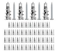 100 Pièces Chevilles pour Plaques de Plâtre avec vis Autoforeuse, Chevilles Autoperceuses en Métal avec Vis, Chevilles Métalliques Fixations pour Cavités Béton Briques Plaques de Plâtre