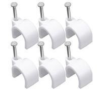 100 Pièces Clip de Câble Pvc 20mm Clous en Acier, Lot de 100 | Blanc, Pe et Acier, pour Câbles et Tubes, Pose Intérieure, Support de Tuyauterie, du Bruit