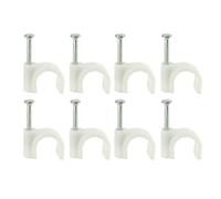 100 Pièces Clip de Câble Rond en PE Blanc pour Gestion de Câbles | Protection de Gaine, Pose Extérieure, pour Câbles TV et Ethernet, Usage Non Corrosif, Installateurs Réseau