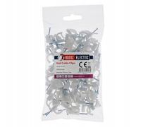 100 pièces - Clips de Câble Rond Ø 10 mm - Attaches Câbles Mural Avec Clous - Clips de Range Fixation - Support de Fil Organisateur Câble Haute Tension - Blanc - Horoz Electric