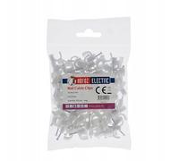 100 pièces - Clips de Câble Rond Ø 8 mm - Attaches Câbles Mural Avec Clous - Clips de Range Fixation - Support de Fil Organisateur Câble Haute Tension - Blanc - Horoz Electric