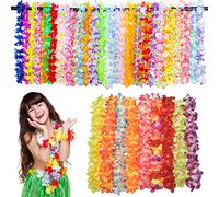 100 Pièces Collier de Fleur Hawaien, Guirlandes de Fleurs Hawaïennes,Hawai Tropical Anniversaire Decoration, Décor Fete Hawaien Multicolore Carnaval pour Décorations de Fête à Hawaii,Fête à la Plage
