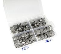 100 Pièces Collier de Serrage Inox 304, Kit Assortiment 6-25mm Collier Serrage Réglable (4 Tailles), Collier Serrage Tuyau Métallique pour Plomberie, Durite Automobile, Piscine, Arrosage et Mécanique