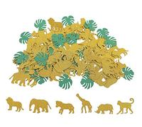 100 Pièces Confettis Animaux de la Jungle Dorés - Confettis Safari Pailletés pour Décoration de Fête, Baby Shower, Anniversaire Thème Savane