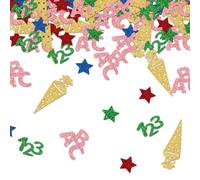 100 Pièces Confettis de Table Rentrée Scolaire, Décoration de Table avec Glace Dorée et Chiffres, Paillettes pour Premier Jour d'École Maternelle et Primaire Fille Garçon