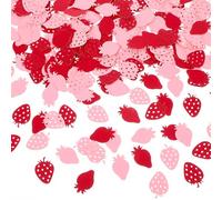 100 Pièces Confettis Fraise Papier - Petits Rouges et Roses pour Décoration de Table, Fête Prénatale, Anniversaire, Mariage Thème