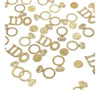 100 Pieces Confettis Paillettes Dorées Confettis Table Mariage, Confettis de Table Doré avec Anneau, "I DO", Confetti Rond Doré, Confetti Paillette pour Fiançailles, Anniversaire, Saint-Valentin (A)