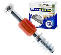 100 Pièces Connecteur Excentrique 39 mm Filetage Ø 6,3 mm - Vis Assemblage Meuble en Acier Zingué - Couleur Rouge - MONTERAL
