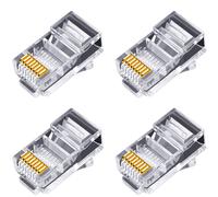 100 PièCes Connecteur RJ45 6U Plaqué ou Passage à Travers les Câbles Ethernet Module Prise RéSeau RJ-45 TêTes de Cristal Cat5 Cat5E
