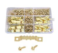 100 Pièces Crochets pour Cadre Photo, Cintres à Cadre en Dents de Scie à Double Trou, avec 200 Pcs de Vis, pour la Décoration du Cadre (Doré)