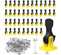 100 Pièces Croisillon Carrelage Autonivelant Kit de Nivellement pour Carrelage,2mm Cale Carrelage Autonivelant, Tile Leveling System, avec 100 Pièces Aiguilles en Acier, pour Construction, Murs