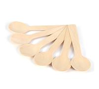 100 pièces cuillères à café en bois ensemble de couverts jetables biodégradables petites cuillères de service miel café thé sucre sel confiture moutarde cuillères à crème glacée