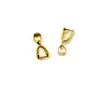 100 pièces cuivre or argent plaqué pendentif pincer Bail fermoirs collier crochets Clips connecteur for bijoux à bricoler soi-même faisant des résultats pour Collier(Gold,7.5x18mm)