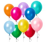 100 Pièces de Ballons Multicolores 10 Pouces en Latex - Bleu, Rose, Blanc, Hélium - Pour Anniversaire, Mariage, Saint-Valentin, Graduation, Communion et Fêtes à Thème