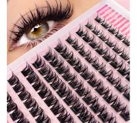 100 pièces de bouquets de cils auto-adhésifs, recourbés en D, doux et fins, de 8 à 16 mm, bouquets de cils pré-collés pour le DIY, cils naturels et doux, sans colle, sans démaquillage requis, convient