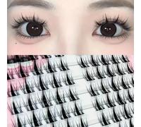 100 pièces de faux cils de style anime coréen raffiné noir, design naturel et séduisant en forme de C, réutilisables pour les débutants, longueur de 10 à 13 mm des touffes de cils, touffes de cils, ci