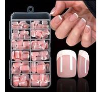 100 pièces de faux ongles carrés transparents et cristallins, style minimaliste français avec surface brillante, convenant pour le travail quotidien, les études, les fêtes et la manucure DIY, pour les