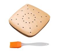 100 pièces de papier parchemin pour friteuse à air avec 1 pièce de brosse à four, papier sulfurisé pour poêle, doublure en papier, facile à nettoyer, éloigner des taches d'huile