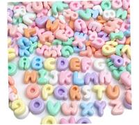 100 pièces de perles de l'alphabet couleur macaron en résine, perles lettres pour bracelets, porte-clés, colliers, artisanat bricolage, fournitures fabrication bijoux