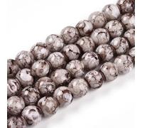 100 pièces de perles rondes en verre opaque de 8 mm, perles en verre lâches peinte à la cuisson pour la fabrication de bijoux, boucles d'oreilles, colliers, bracelets, loisirs créatifs, brun coco