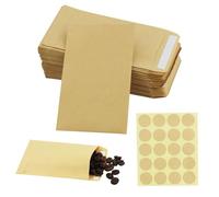 100 pièces de petits sacs en papier marron, sachets de graines 6x10cm avec ruban adhésif double face, Kraft Paper Bags, sacs cadeaux, sacs en papier kraft, sacs d'emballage pour emballer des cadeaux