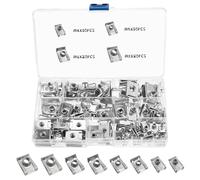 100 pièces de vis à écrou en tôle, M4 M5 M6 M8 en acier inoxydable, type U, assortiment de vis à écrou à clip pour vis de carrosserie automobile, avec boîte de rangement