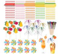 100 pièces déco cocktail, bâtons feux d’artifice, parasols, pailles papier biodégradables, piques cocktail. Parfait pour été, plage, mariage, anniversaire, bar, déco boissons & gâteaux.