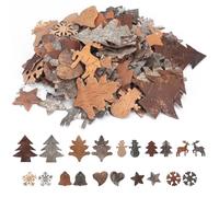 100 Pièces Decoration Noel, 10 Modèles Décoration De Noel En Bois De Bouleau, Confettis En Bois pour Le Repas De Noël Décorations pour Sapin De Noël