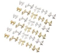 100 Pièces Décorations D’ongles Nœud 3d en Alliage, Style Kawaii | Finition Métallique Brillante, Dos Plat pour Meilleure Adhérence, Usage Quotidien, Manucure de Mariage