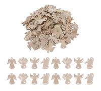 100 Pièces Découpes D’anges en Bois Vierges à Peindre pour Noël, Lot | Paulownia Rustique, Trous Prépercés, Surface Lisse Naturelle, pour Enseignants, Débutants, Ateliers et Fêtes