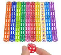 100 Pièces Dés 6 Faces, Translucide Dés de Jeux Coloré, 12mm des Ensemble, Acrylique Dé pour Jeu de Plateau Table Jouer, l'enseignement des Mathématiques, 10 Couleurs