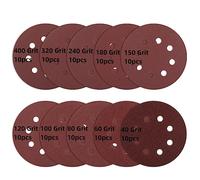 100 Pièces Disques de Ponçage 8 Trous 125mm Ponceuse Excentrique Orbitales Aléatoires Cloisons Sèches Ponceuse Girafe Disques Abrasifs Velcro A-40/60/80/100/120/150/180/240/320/400 Grain