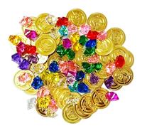 100 Pièces D'or pour Enfants, 200 Pièces Pirate Gemmes, Trésor de Pirate, Pierres Precieuses pour Enfants, Décoration de Pirate Fete, pour Anniversaire D'enfant au Trésor de Pirate et Fêtes de Pirates
