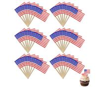 100 Pièces Drapeau Americain,Cure Dent Avec Drapeau Américain,Petit Curedents Drapau Usa Flag Décorations et Fournitures pour Fête de Football Américain Aperitif Cupcake(3,5x2,5 cm)
