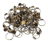 100 Pièces Ébauches de Bagues Réglables en Alliage, Base Café | Sertissages Créatifs, Surface Lisse et Confortable, Ajustement Pratique, Fournitures pour Bijoux, Lot Unique
