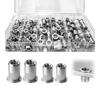 100 Pièces Écrou à Rivet M6 & M8, Tête Plate Ecrou Insert Assortiment Kit | Écrous à Sertir Rivets en Acier Inox, Écrous à Riveter Aveugle Rivet Fileté pour Métal Plastique etc, Ecrou pour Bois Meubles