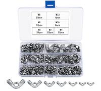 100 Pièces Écrous à Oreilles, Écrous à Papillon en Acier Inoxydable, Boulons à Ailette, Boulon de Serrage pour Fixation Outils de Bricolage Matériel Appareils électroniques, M3/M4/M5/M6/M8/M10/M12