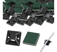 100 Pièces Embases Adhesive, Attache Cable Adhesif Embase Supports Base Attache Câbles Socle Adhésif Colliers de Serrage Set Serre Câbles Auto Support de Serre pour Collier de Serrage(25 mm x 25 mm)