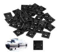 100 Pièces Embases Adhésives pour Attaches de Câble, 28mm x 28mm, Support de Serre-Câble Auto-Adhésif en Plastique, Embase pour Collier de Serrage pour Gestion des Câbles à la Maison et au Bureau