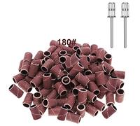 100 Pièces Embouts Manchons pour Ponceuse à Ongle, #180 Grain Bandes de Ponçage Manchons pour Polissage Ongle pour Manucure Pédicure (2*Forets à Ongles)
