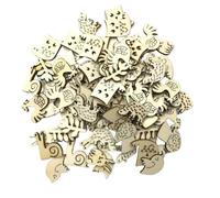 100 Pièces en Bois de Pâques pour Garçon et Filles, 4 Formes | Lapin, Poule, Escargot, Champignon, Lot Khaki en Bois, Usage Maison et Fête, Loisirs Créatifs